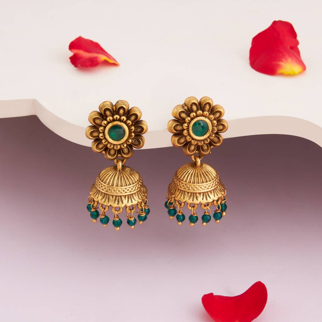 Kushal'S Fashion Jewellery Plated Ethnic Antique Jhumkas-185442 : 442468