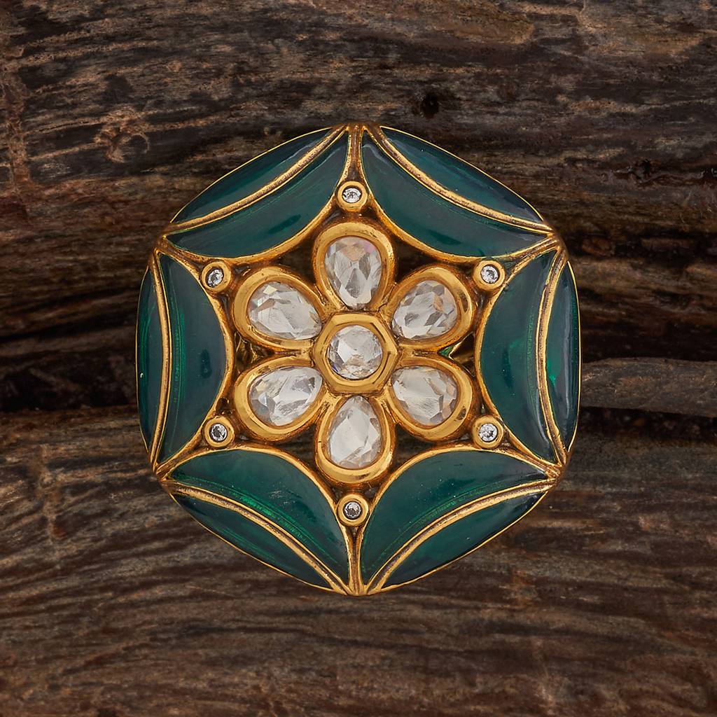 Kushal'S Fashion Jewellery Green Victorian-Plated Ethnic Kundan Finger Ring-182248 : 435337