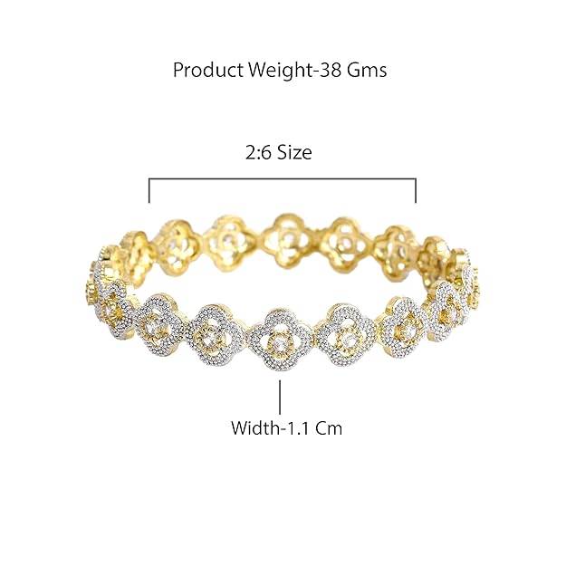 Gehena By Estele Fashion Jewelry Bangles For Women: Gold & Rhodium Plated Attractive White Crystal Stu : OSAK001-2TNWE26BANGLE