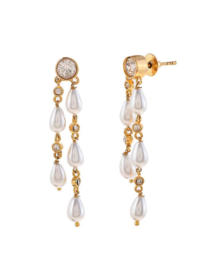 Mothers Day Two Strings Dangler Pearl Drop Earrings : 8905124502121