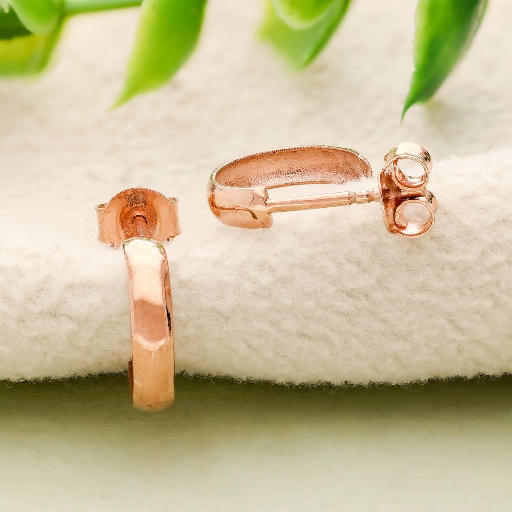 Dainty 925 Silver Gold Finish Mini Half Hoop Earrings : SE_000953