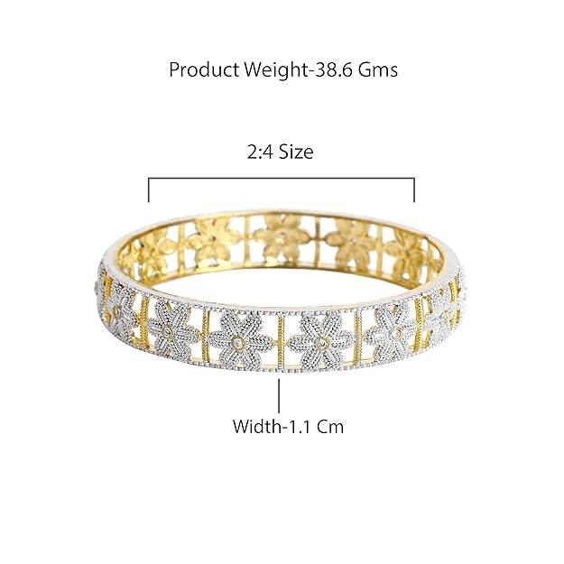 Trendy Dual Tone Bangles With Floral Detailing For Wedding Wear : OSAK003-2TNWE24BANGLE