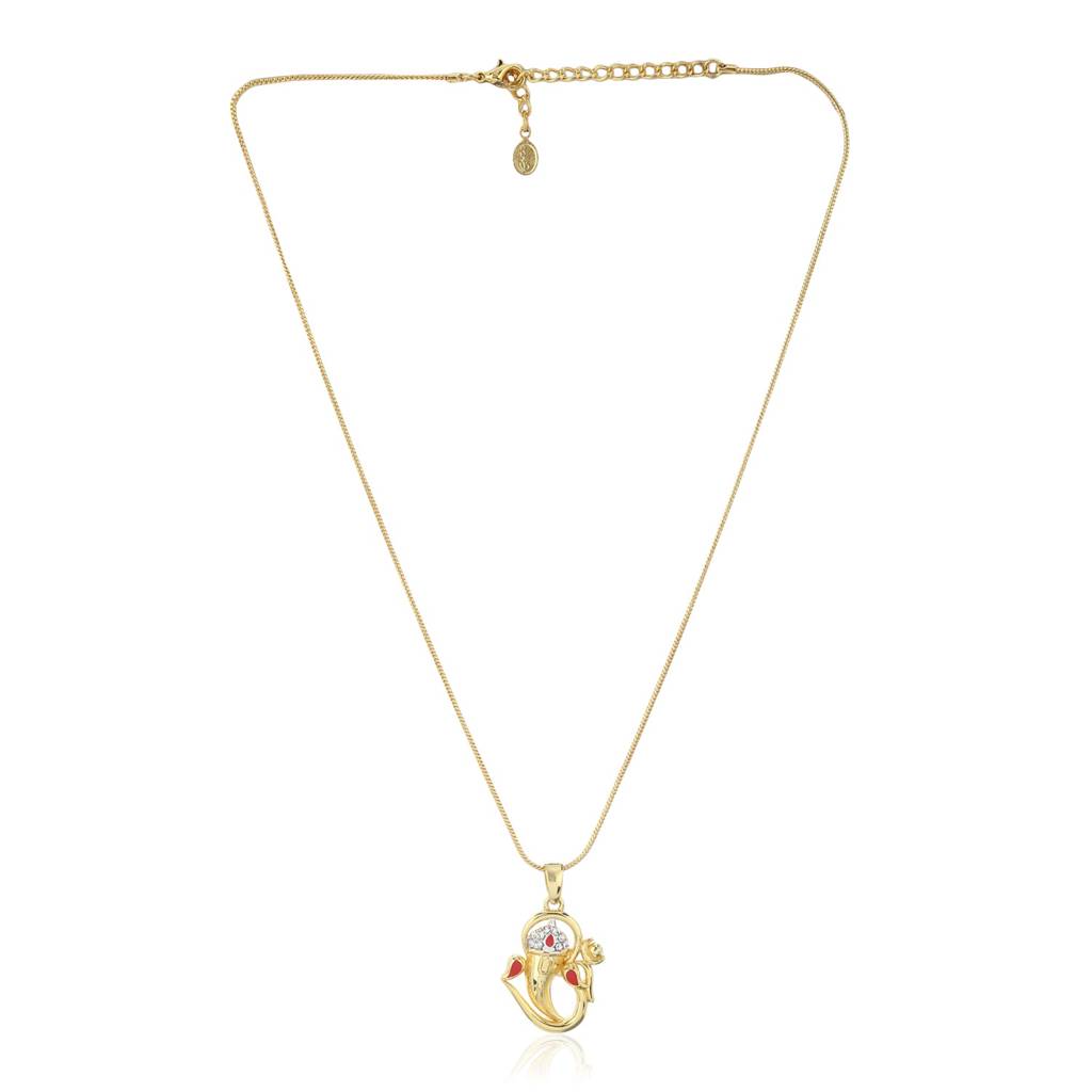 Estele Gold Plated Ganesh Pendant With White Austrian Crystals For Women : 836PENDANT