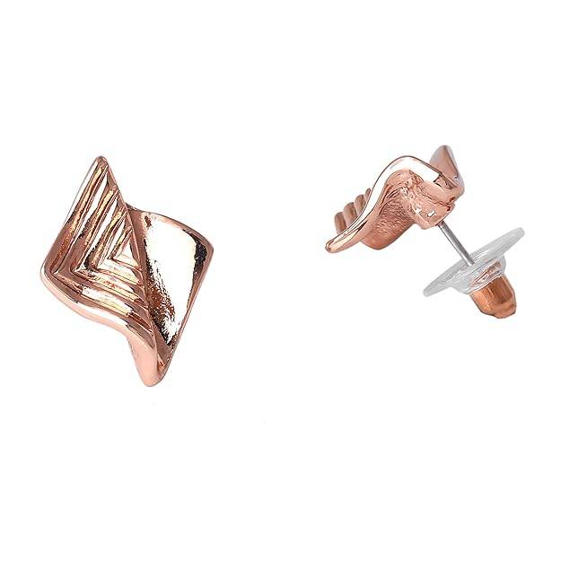Rosegold Plated Stylish Triangular Design Lightweight Mini Stud Earrings For Girls : 278702-RGER
