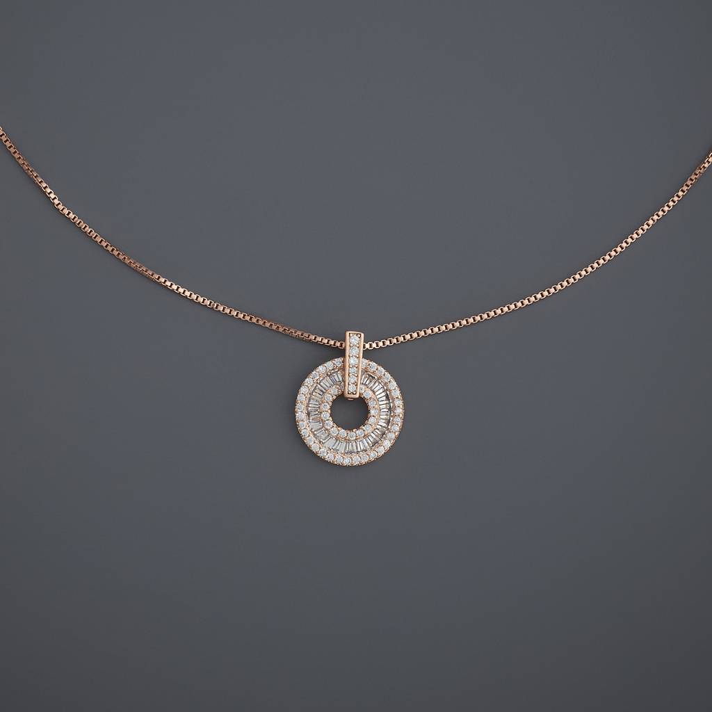 Kushal'S Fashion Jewellery White Rose Gold-Plated Party Imported Pendant Chain-441369 : 441369