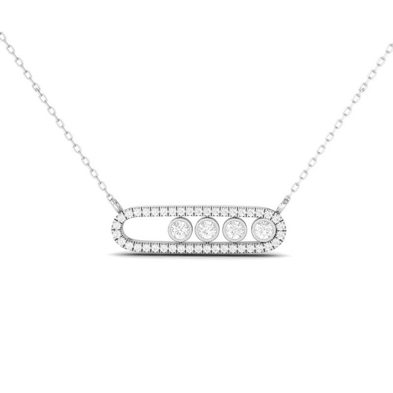 Moving Moissanite Bar Necklace : TGDP-299-Y