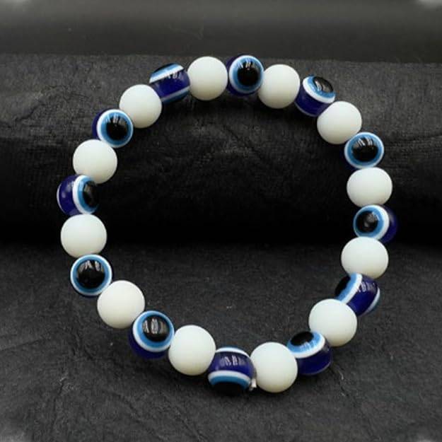 Gehena By Estele Bohemian Evil Eye Beaded Bracelet For Men & Women: Protective & Trendy Lucky Evil Eye Char : OSAK006-IRBLWEBR