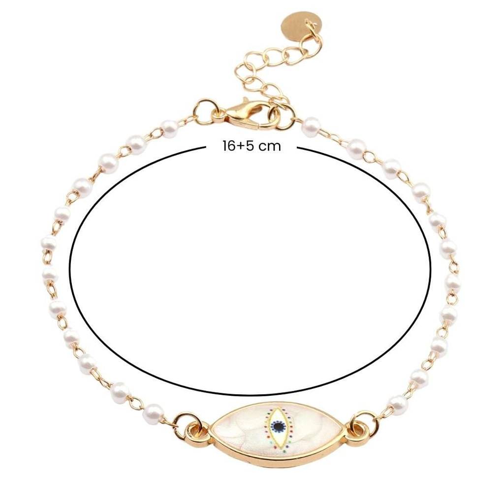 Mystic Eye Charm Gold Bracelet : BS14217-G-WHT