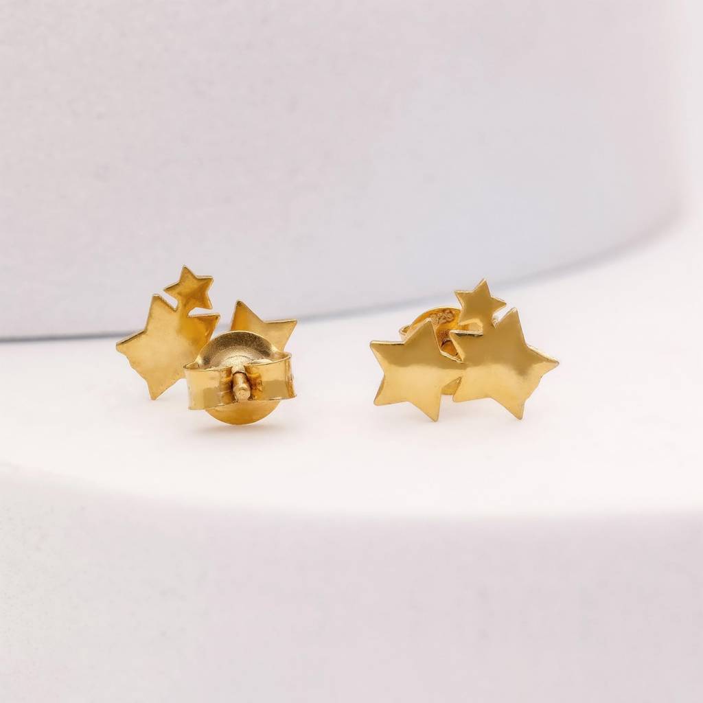 925 Silver Tiny Twin Star Stud Earrings Â Minimalist Celestial Jewelry Gift : SE_000642