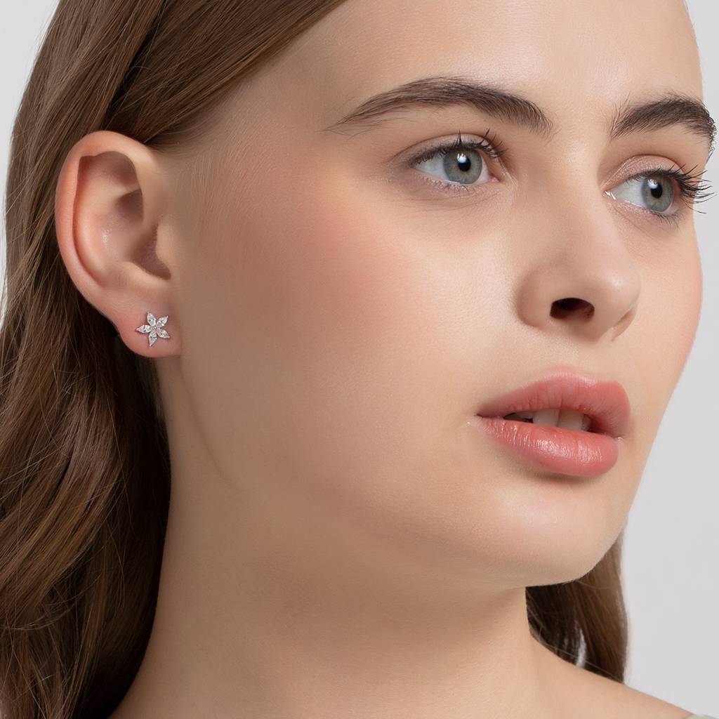 Kushal'S Fashion Jewellery Plated Zircon 92.5 Sterling Silver Studs-161234 : 437119