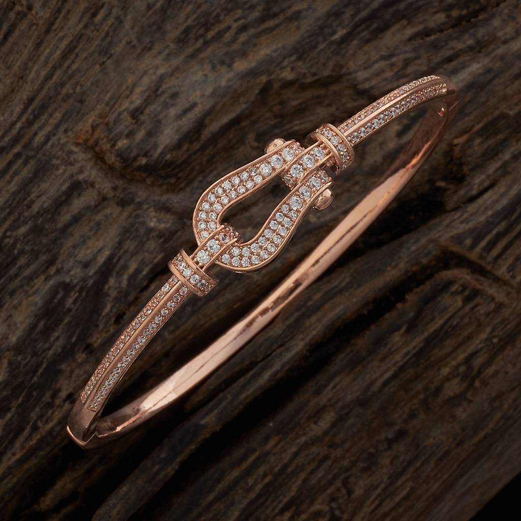 Kushal'S Fashion Jewellery White Rhodium-Plated Party Zircon Kada-174671 : 440792