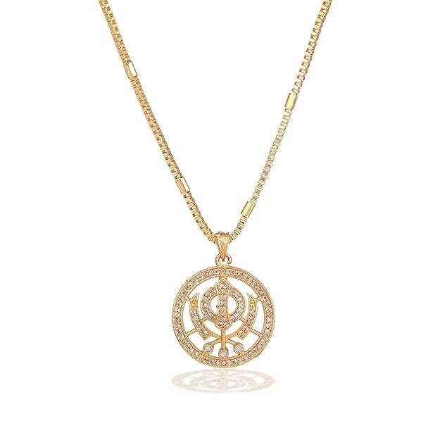 Gehena By Estele Fashion Jewelry Pendant Necklace For Men'S: Gold Plated Stunning White Crystals Adorned : OSAK023-IGWEPENDANT