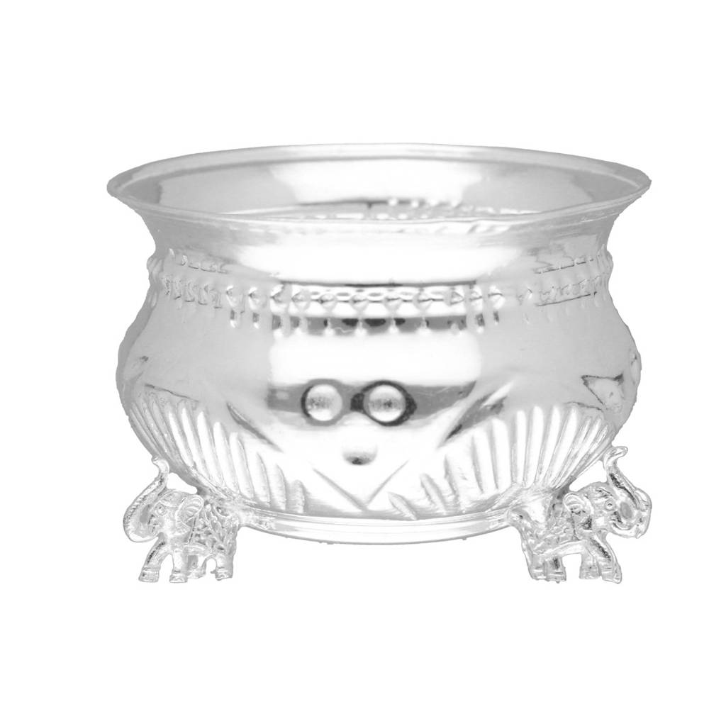 80% Purity-10 Grams Silver Kumkum Holder With Elephants Legs : JPAUG-25-111