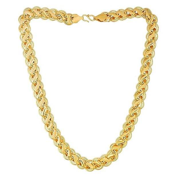 Gehena By Estele Chunky Metal Neck Chain For Men: Gold Plated Stylish & Lightweight Necklace Chains For Boys : OSAK013-IGCHAIN