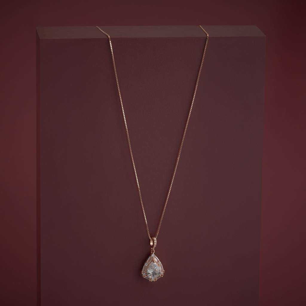 Kushal'S Fashion Jewellery White Rose Gold-Plated Zircon Party 92.5 Sterling Silver Pendant-183003 : 436999