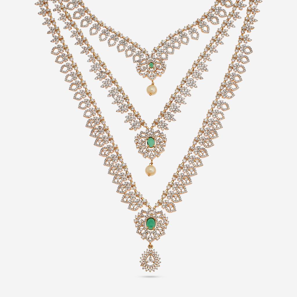 Green Gold-Plated Party Zircon Necklace-442603 : 442603