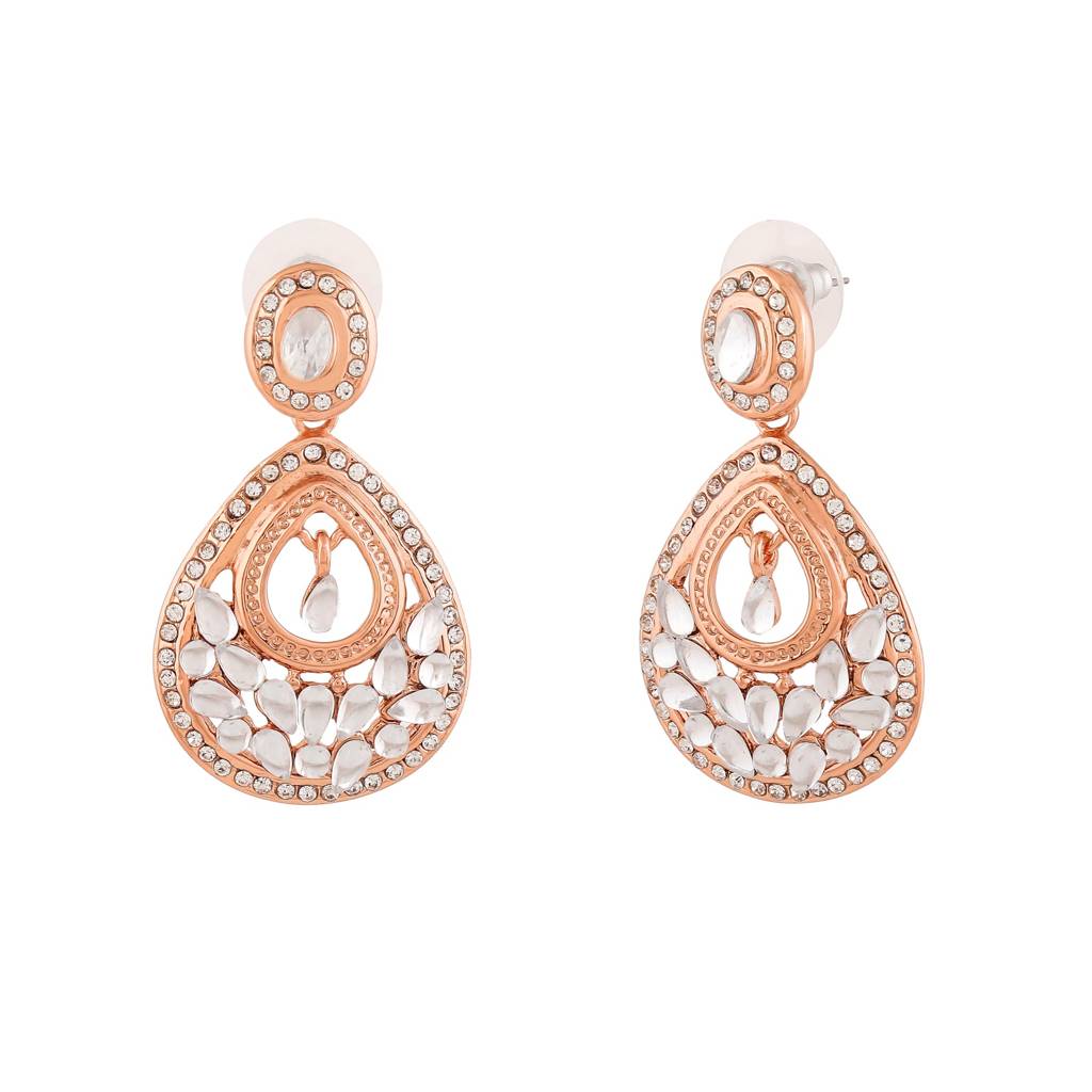 Estele Rosegold Plated Beautiful Drop Designer Earrings For Women : 626707-RGER
