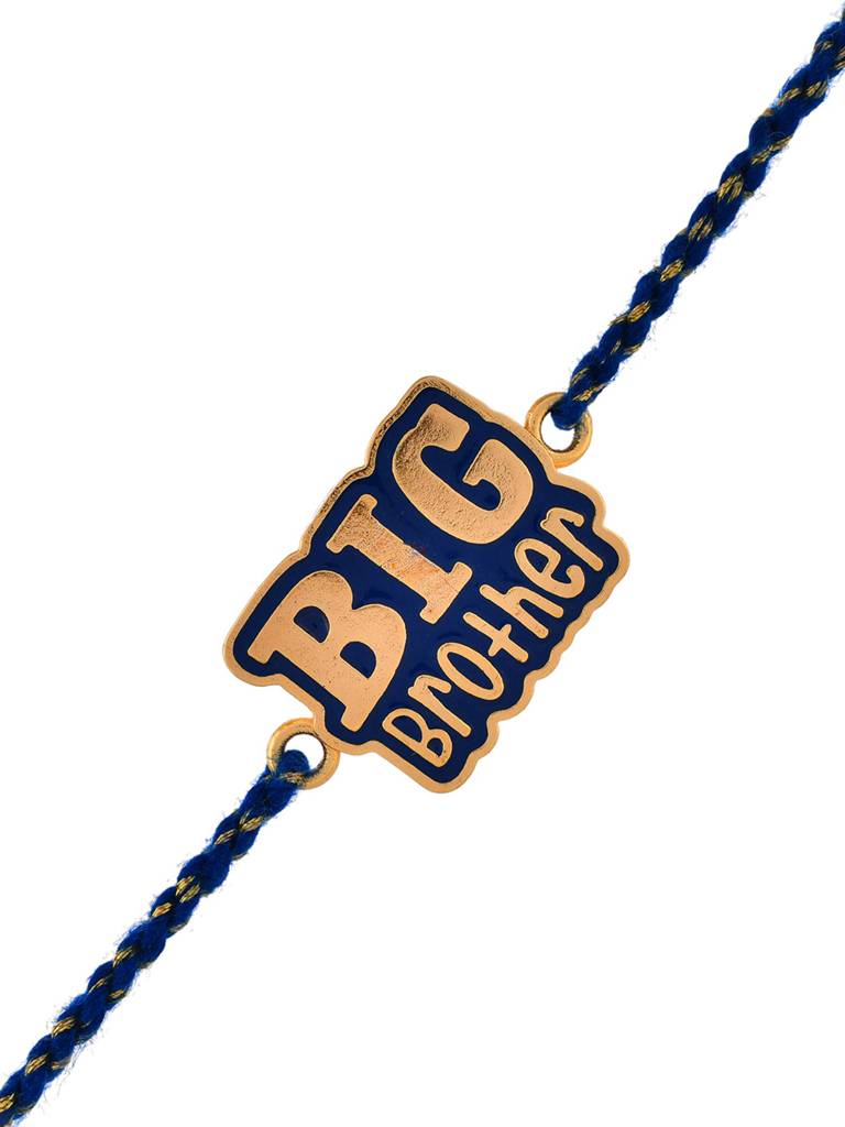 Navy Blue Enamel Big Brother Rakhi For Brother : 8905124530667
