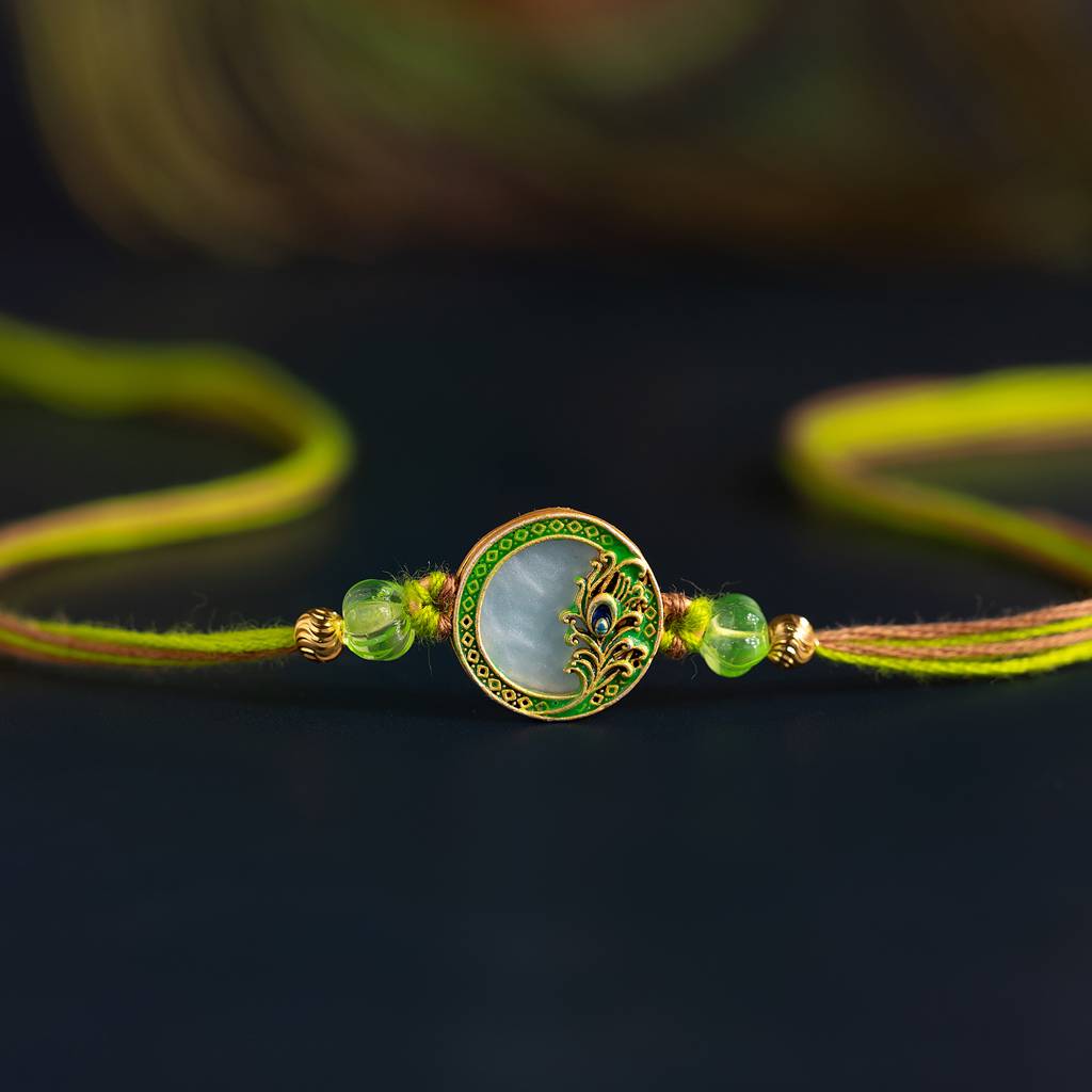 Vibrant Peacock Mor Pankh Thread Rakhi For Brother : 8905124560428