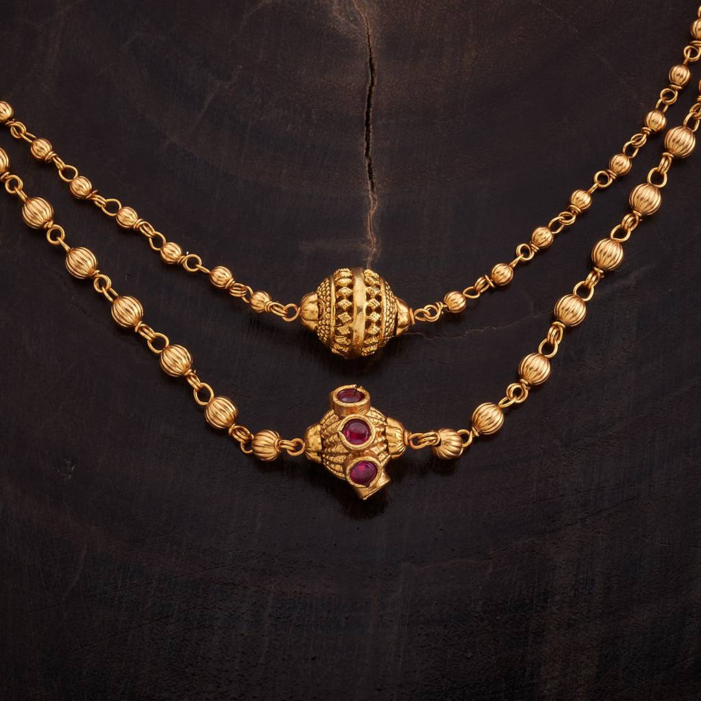 Kushal'S Fashion Jewellery Ruby Gold-Plated Ethnic Antique Chain -139608 : 398448