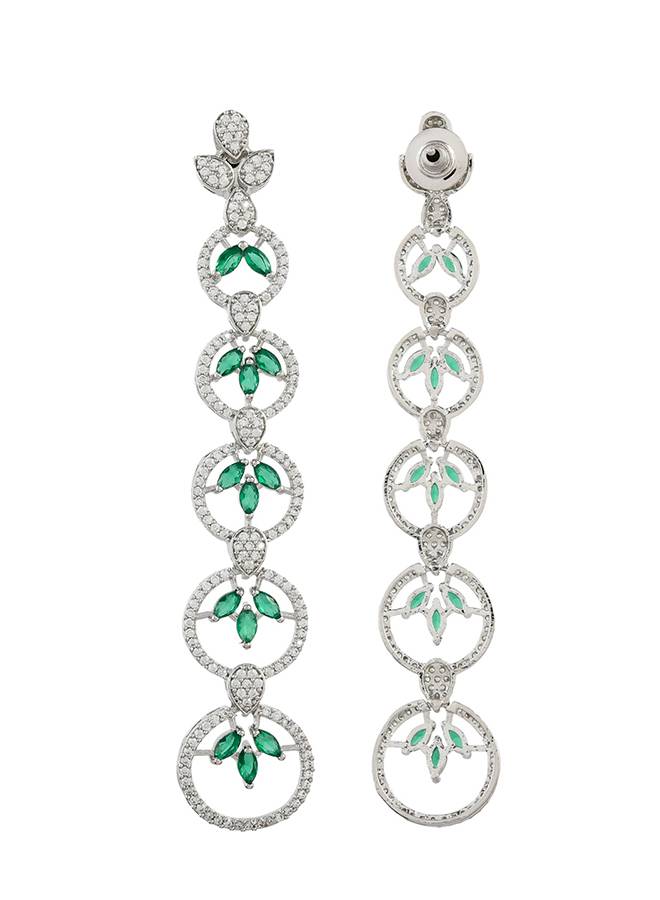 Sparkling Elegance Eternal Grace Emerald American Diamond Dangler Earrings : 8905124528404