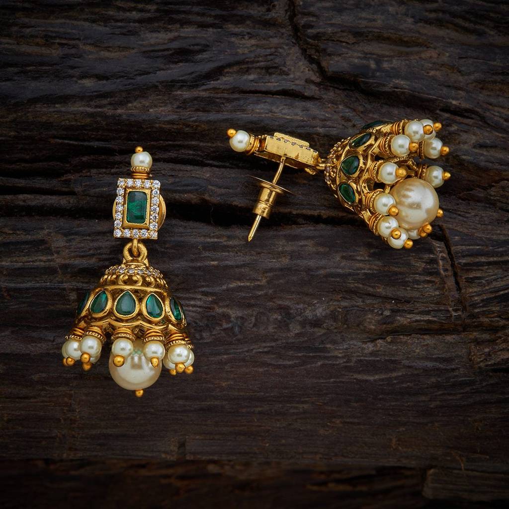 Kushal'S Fashion Jewellery Ruby Gold-Plated Ethnic Antique  Jhumkas -149349 : 395461
