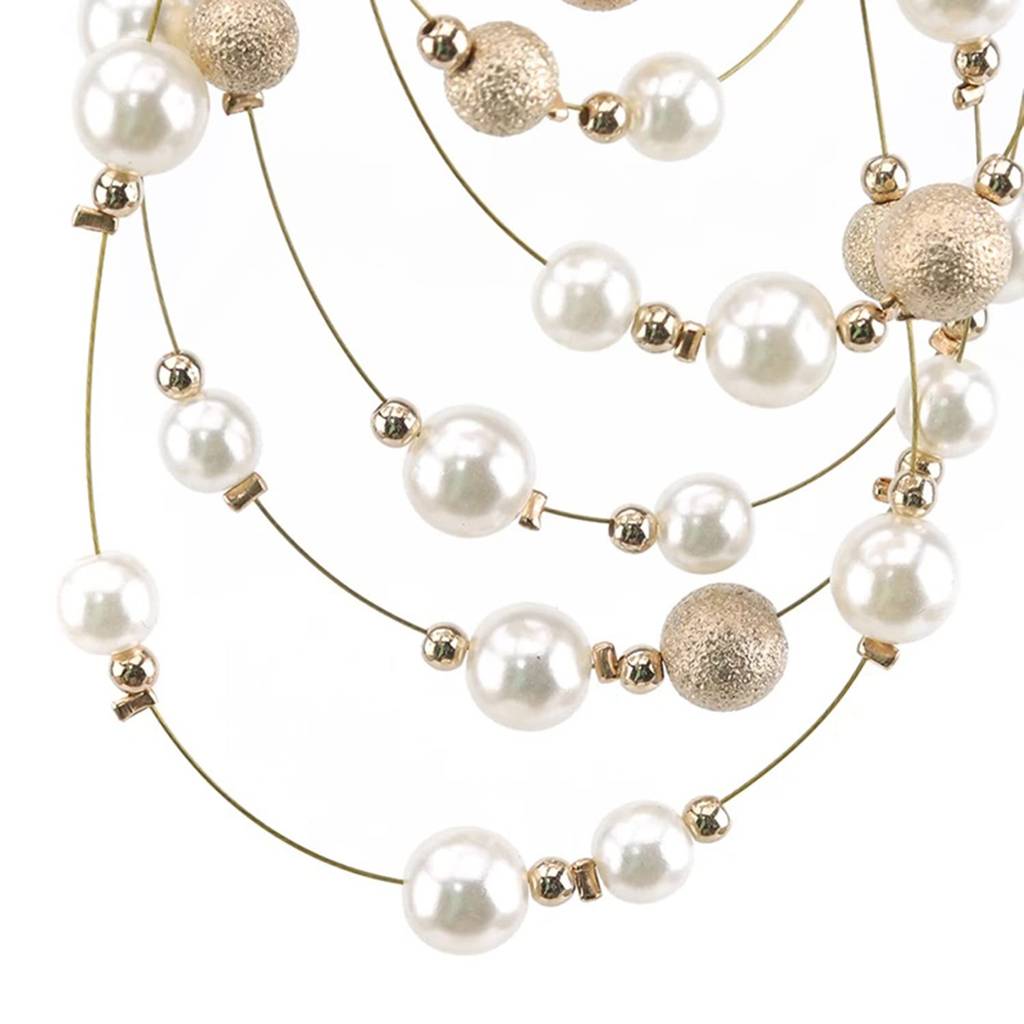 Beads Studded Gold Plated Muti Layer Necklace Earrings Set Fashion Stylish Jewellery Gift For Women : PX9N63