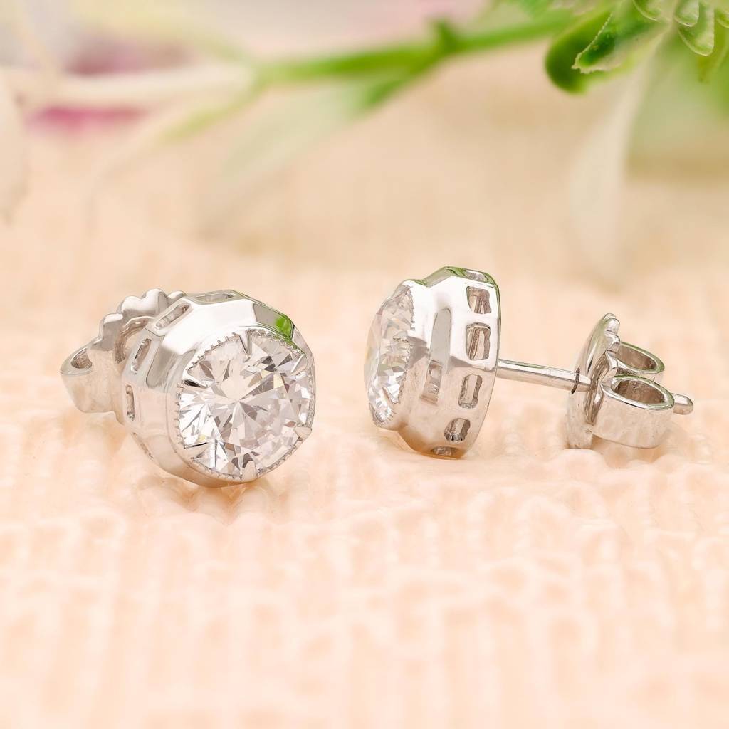 925 Silver Solitaire Round Cz Stone Earrings : SE_000534