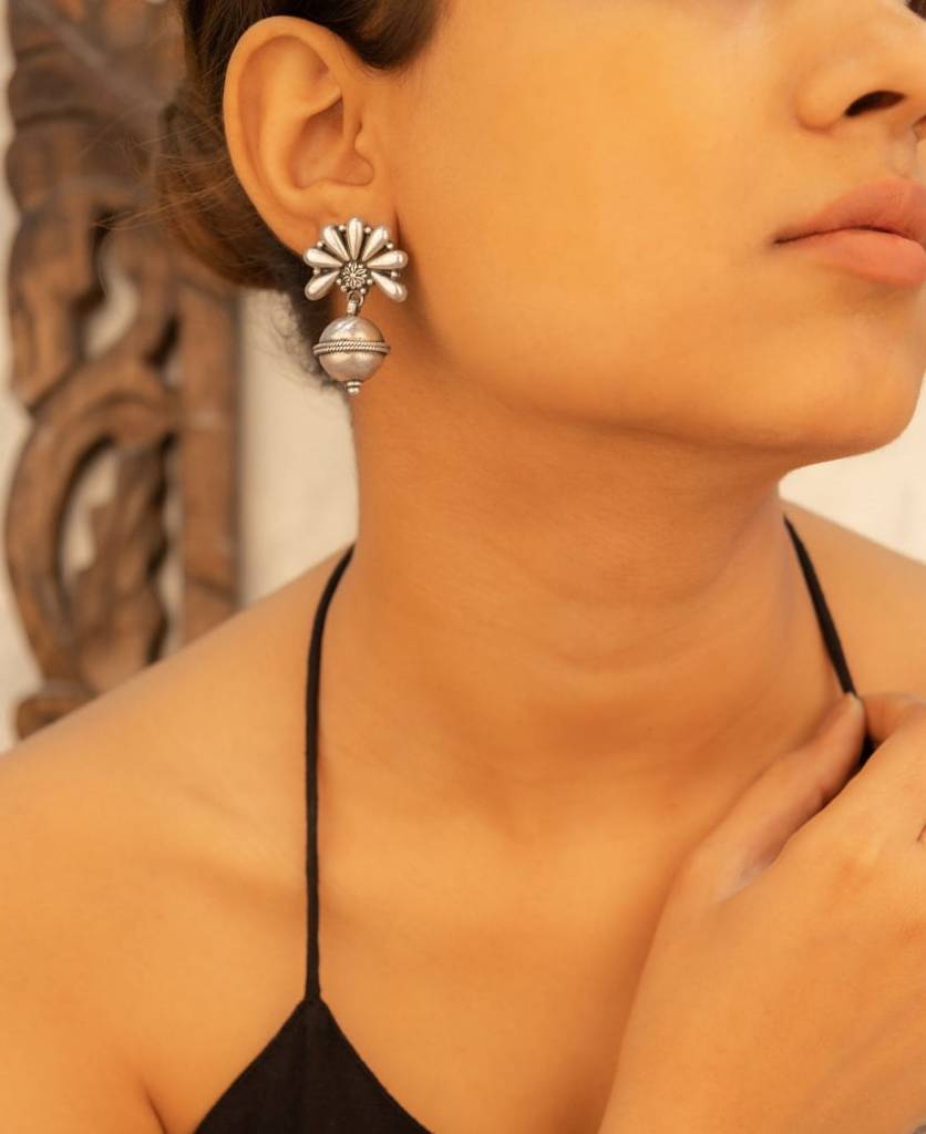Adya Petal Embossed Ball Drop Versatile Earring : SE20777