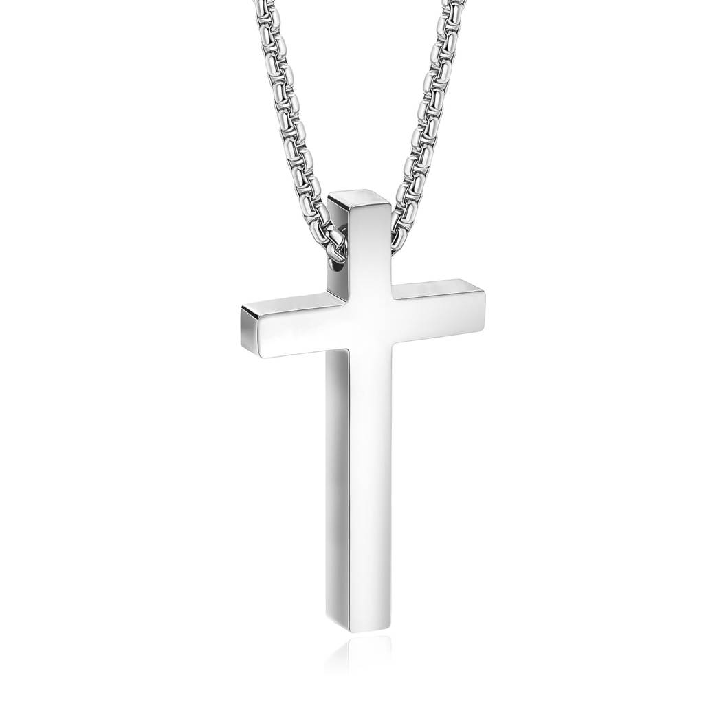 Silver Plated Fancy Cross Pendant With Box Chain Fashion Jewellery Gift For Men & Boys : PX5CH95