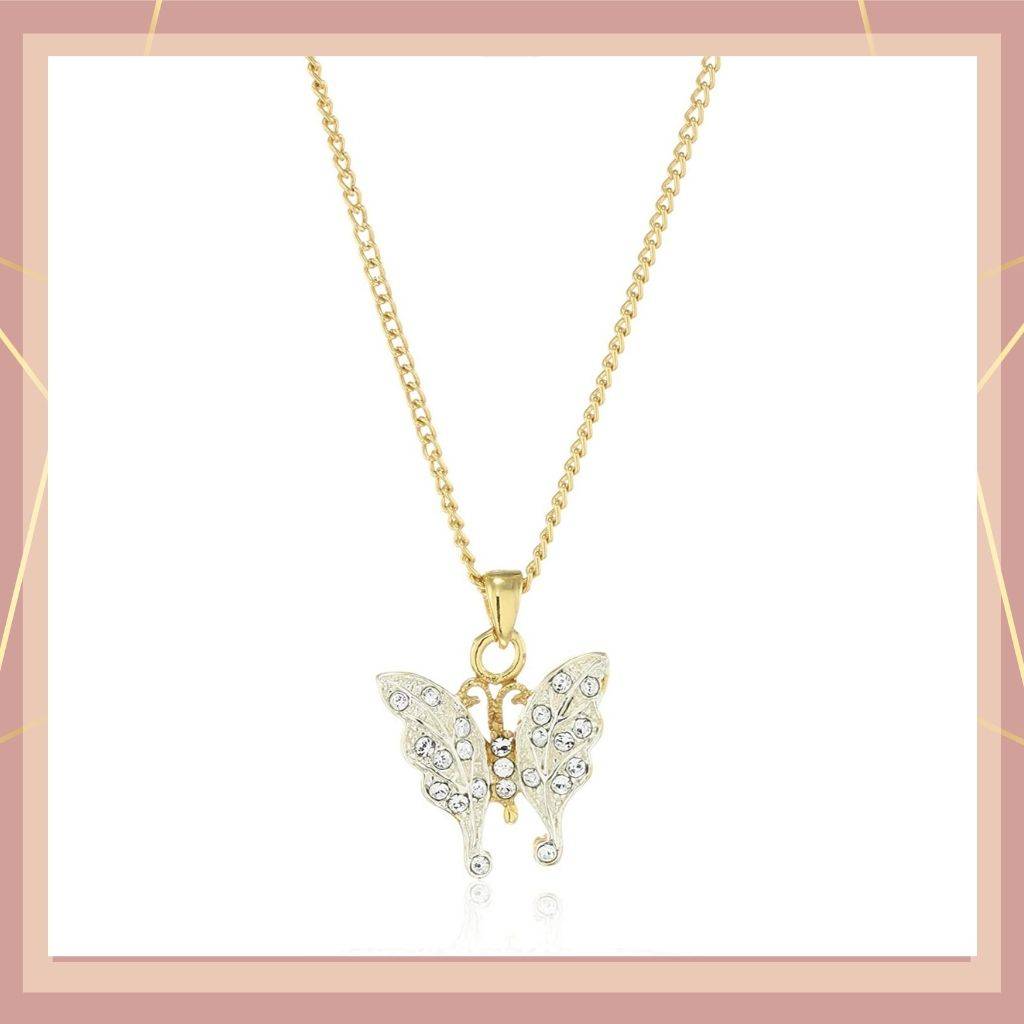 Estele Gold & Rhodium Plated Butterfly Designer Pendant With Crystals For Women : 635PENDANT