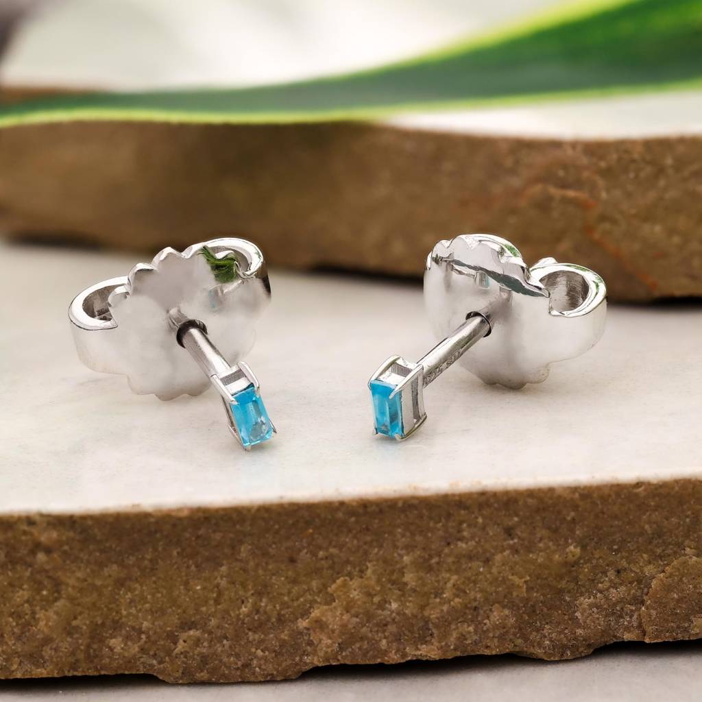 925 Silver Blue Topaz Studs | December Birthstone Gift : SE_000770