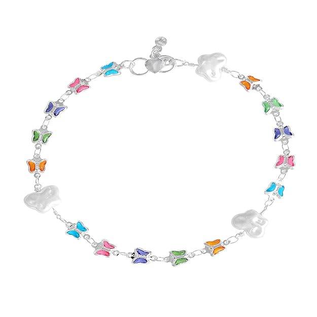 Gehena By Estele Fashion Anklets For Girls & Women: Rhodium Plated Elegant Butterfly Design Lightweight M : OSAK009-IRMCANKLET