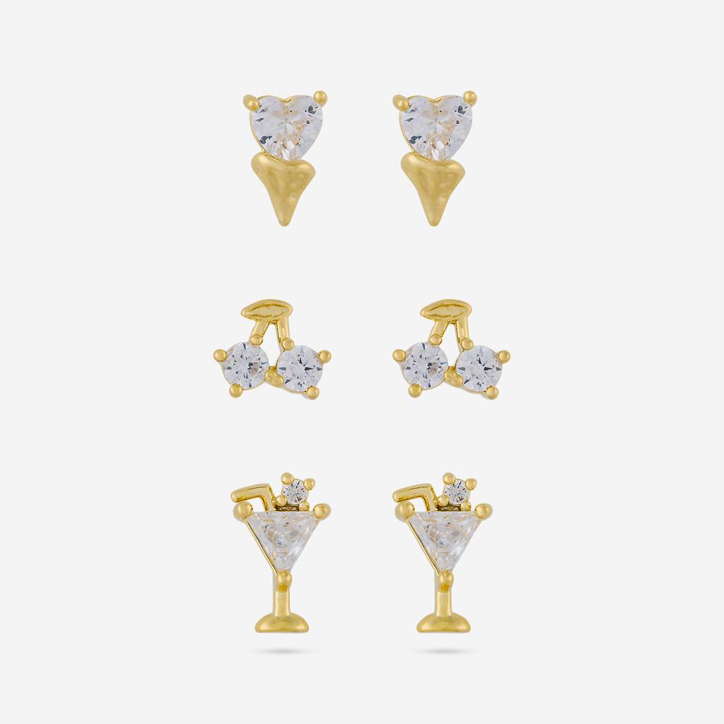 White Gold-Plated Party Zircon Studs - 460176 : 460176