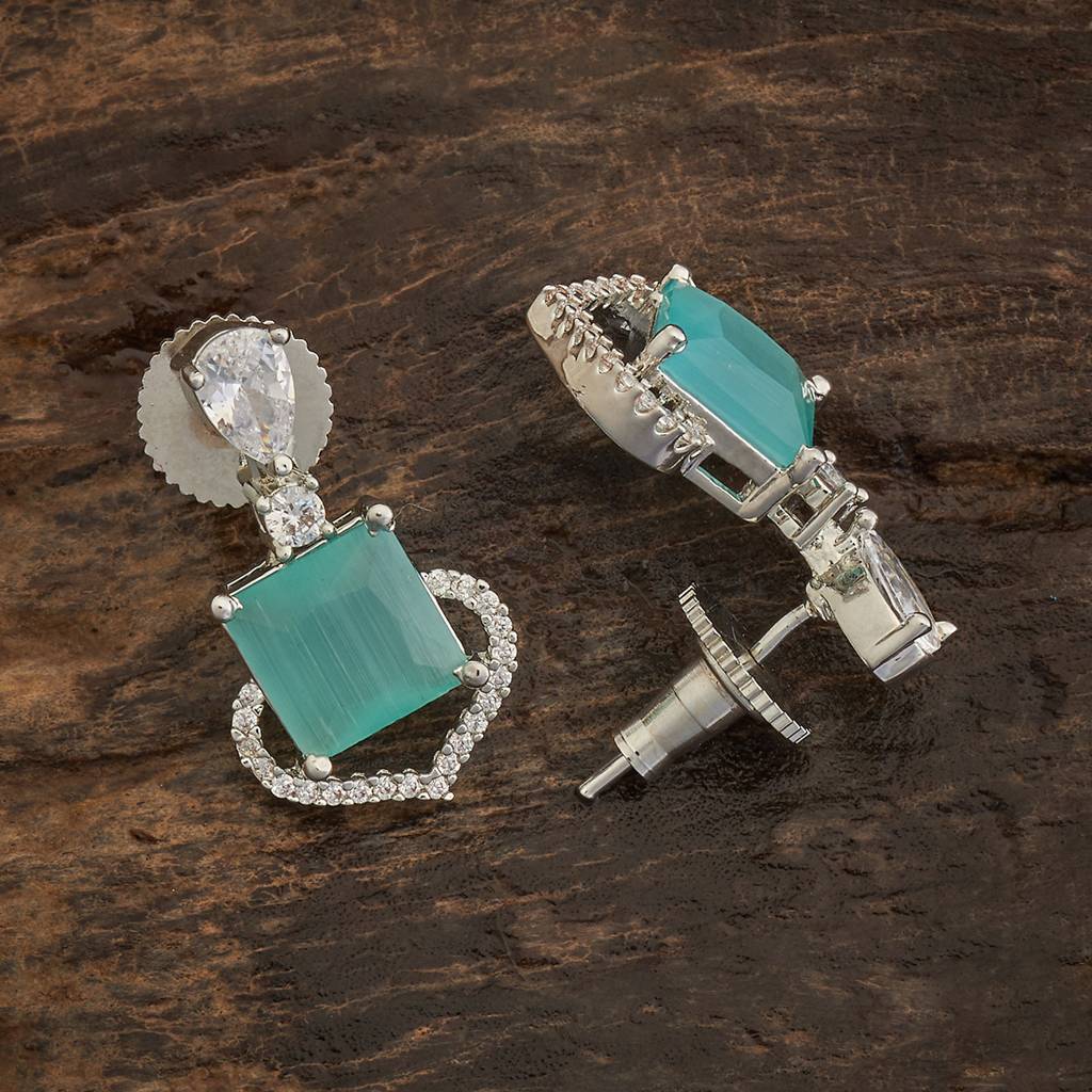Kushal'S Fashion Jewellery Rhodium Plated Party Wear Zircon Earring-173420 : 416411