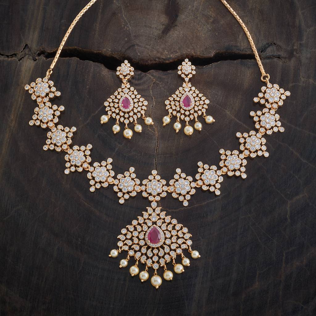 Kushal'S Fashion Jewellery Ruby Gold-Plated Party Zircon Jewellery Set -173209 : 415800