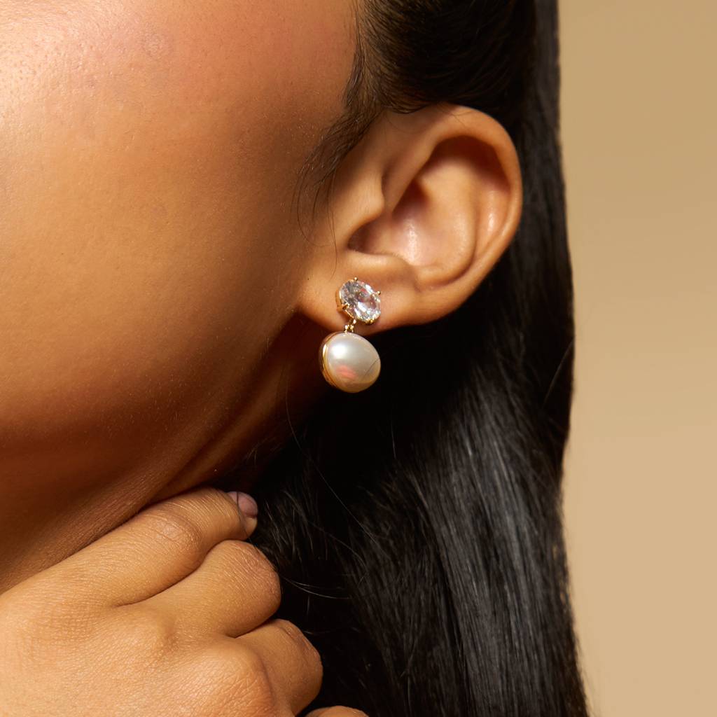 Kushal'S Fashion Jewellery Pearl Rhodium Plated Party Trendy Zircon Drops-171917 : 446587