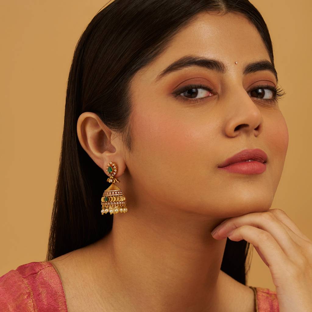 Kushal'S Fashion Jewellery Dome Shaped Jhumkas Earrings-180054 : 430437