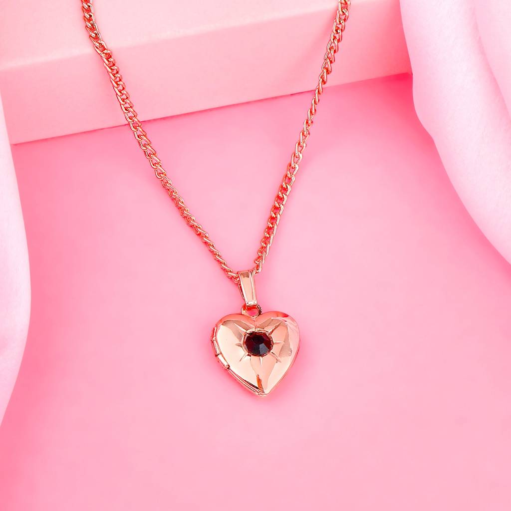 Estele Rosegold Plated Openable Heart Shaped Pendant With Austrian Crystal For Women : 806-RGPENDANT