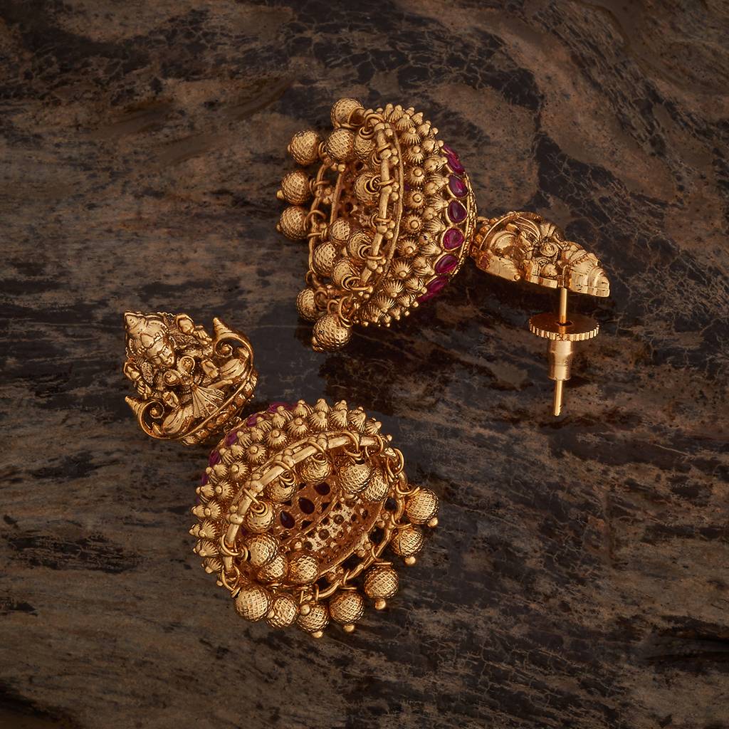 Kushal'S Fashion Jewellery Ruby Gold Plated Ethnic Antique Jhumkas-183287 : 437703