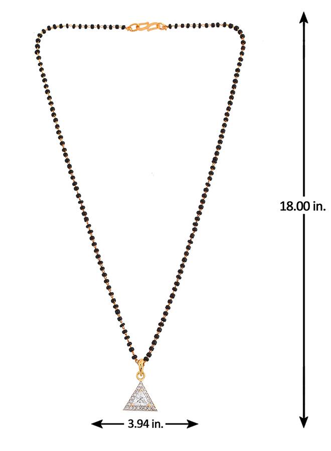 Sparkling Essential White Cz Studded Triangular Gold Plated Mangalsutra Set : 8905124495140