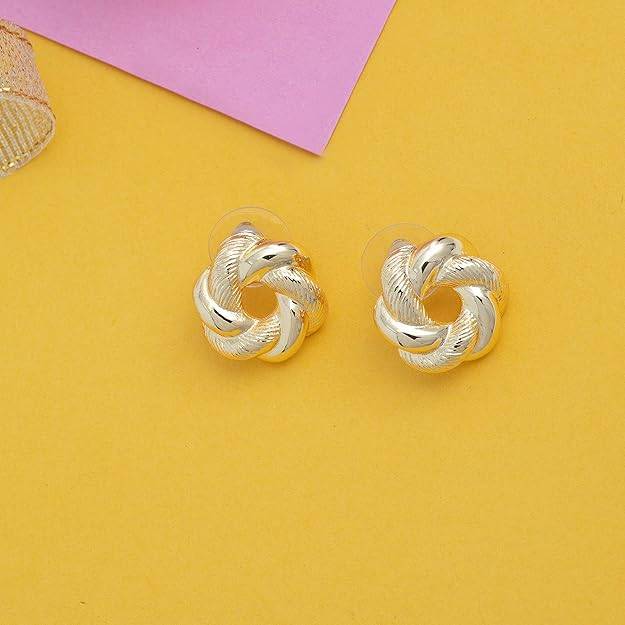 Classic Gold Plated Knot Earrings | Stylish Stud Jewelry For Women : 5010020-IGER