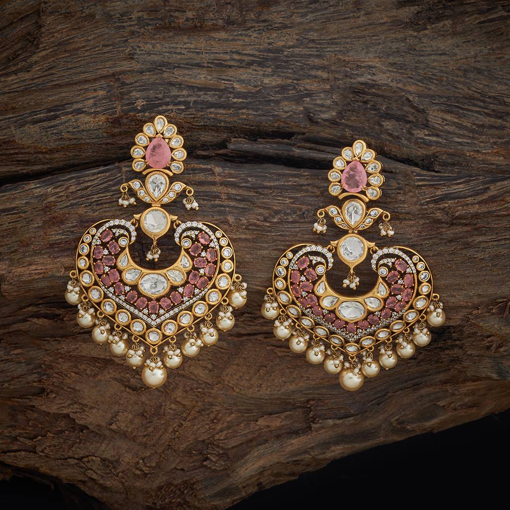 Kushal'S Fashion Jewellery Green Victorian Plated Bridesmaid Kundan Earring-180234 : 430819