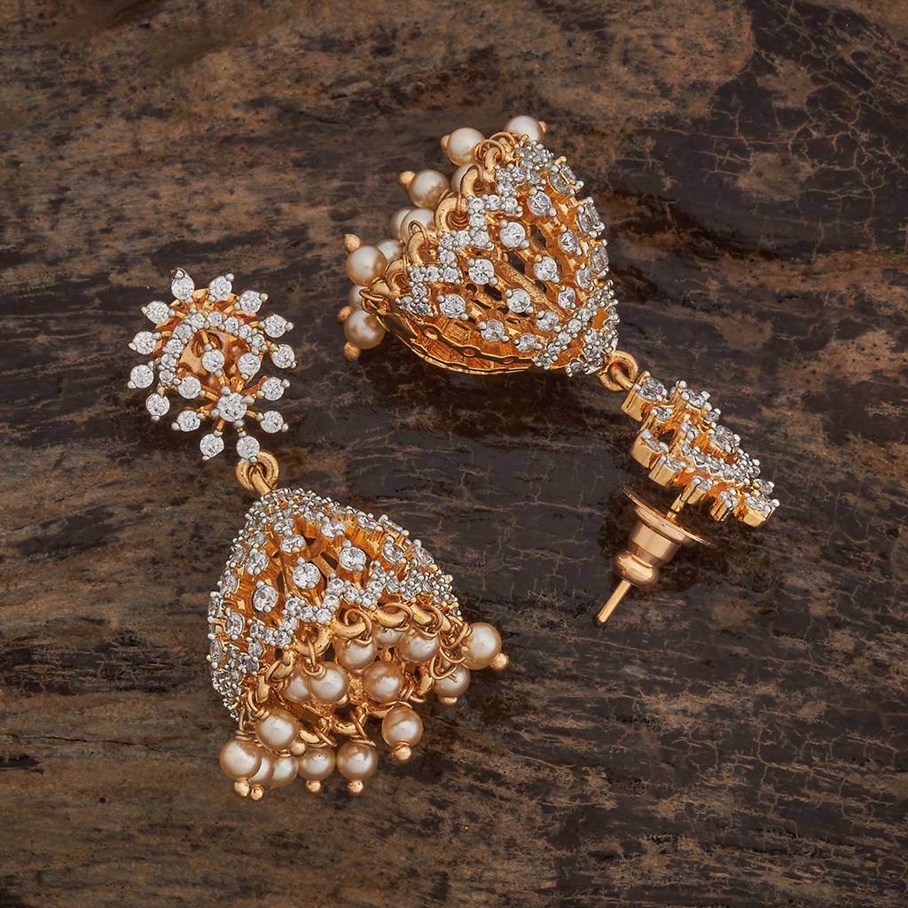 Kushal'S Fashion Jewellery White Rhodium-Plated Party Zircon Jhumkas-185606 : 442680