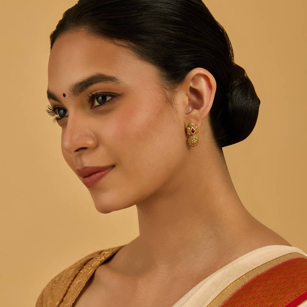 Kushal'S Fashion Jewellery Ruby Gold-Plated Ethnic Antique Drop Earrings-434080 : 434080