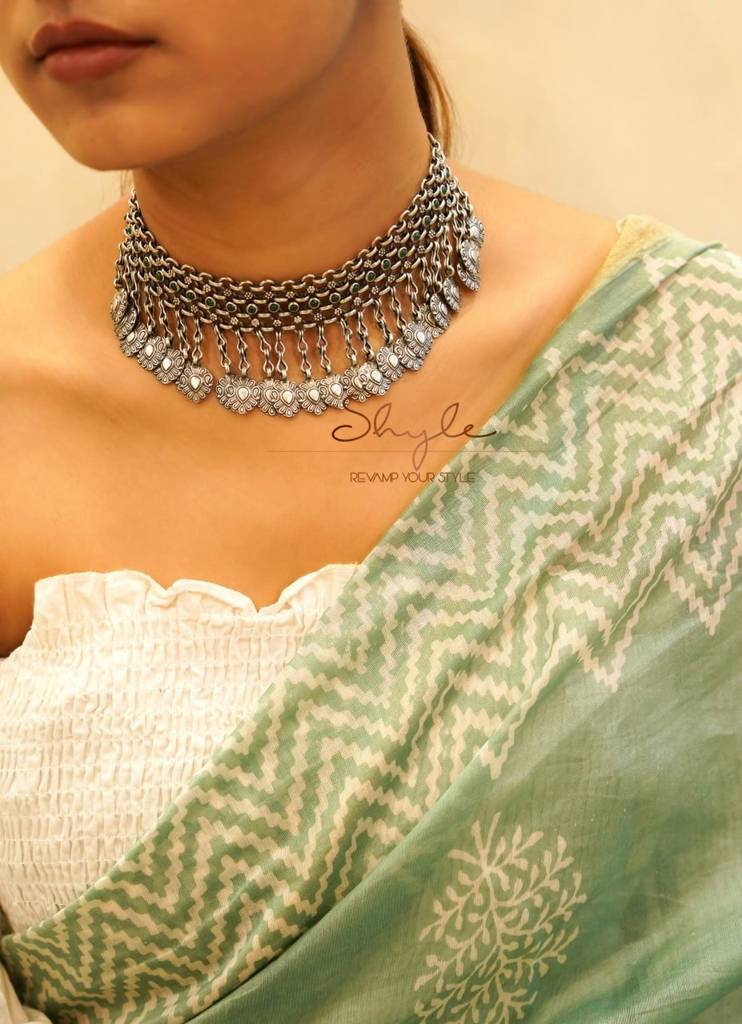 Tattva Intricate Jadau Jali Tribal Motif Drop Necklace Set : SN1073-1