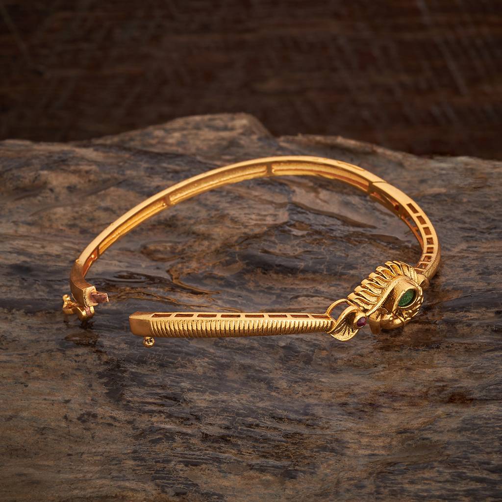 Kushal'S Fashion Jewellery Ruby-Green Gold-Plated Ethnic Antique Kada-180554 : 431505