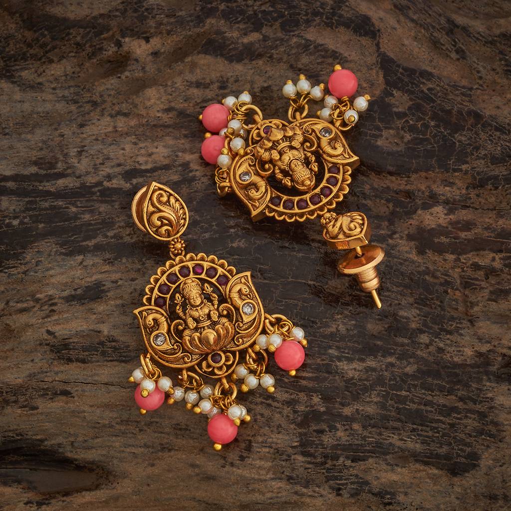 Kushal'S Fashion Jewellery Ruby Gold-Plated Ethnic Antique Earring Drop Earrings-184555 : 440711