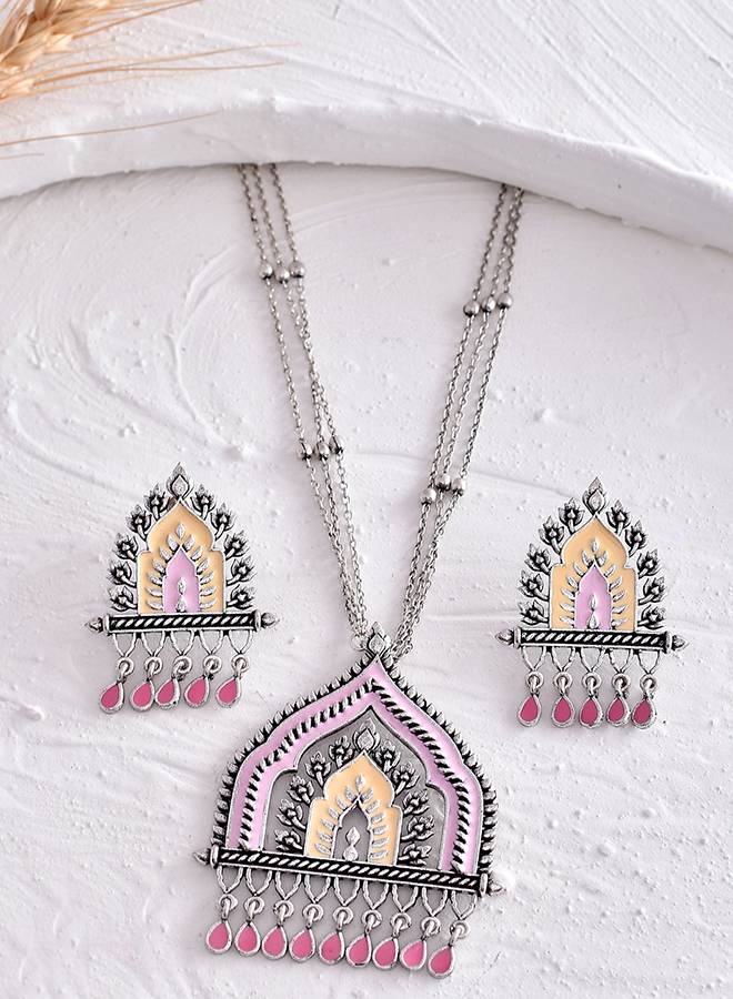 Antique Elegance Enamelled Temple Jewellery Set : 8905124458947