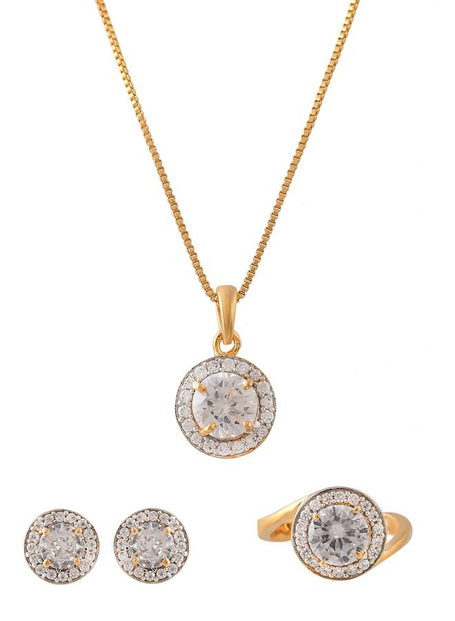 Sparkling Essentials Round Cut Cluster Setting White Cz Box Set : 8905124480160